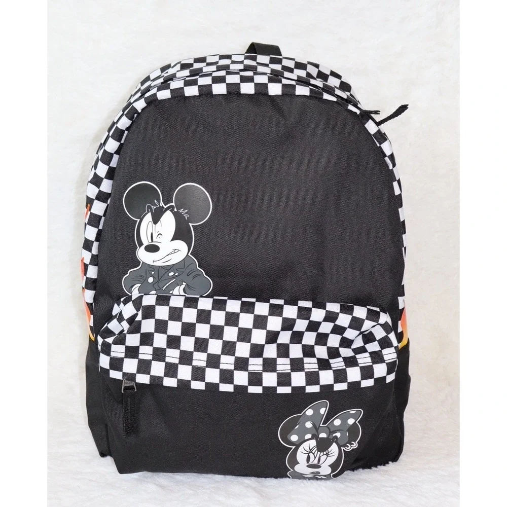NWT Vans x Disney Punk Mickey 90th Anniversary Realm Backpack Checkered Flame